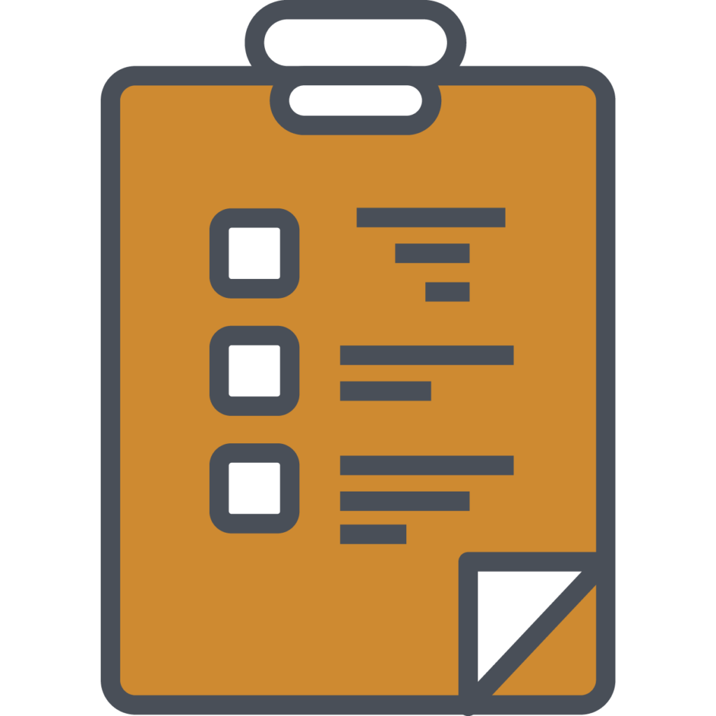 Illustration of a clipboard with three checkboxes and lines of text, symbolizing a checklist. The bottom of the clipboard has a folded corner on the paper, representing the Four Pillars of TREP.