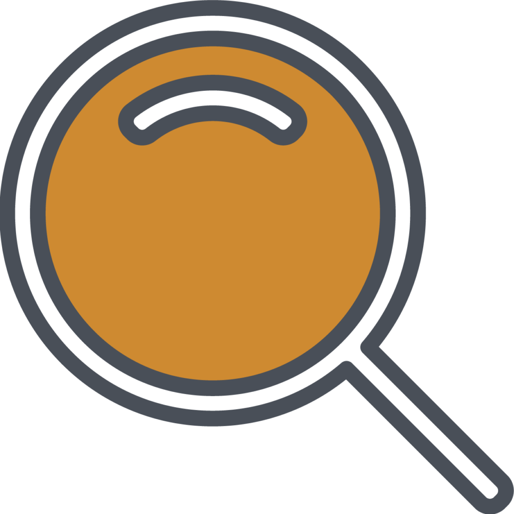 Icon of a magnifying glass with an orange circular lens and a gray outline, representing the Four Pillars of TREP.